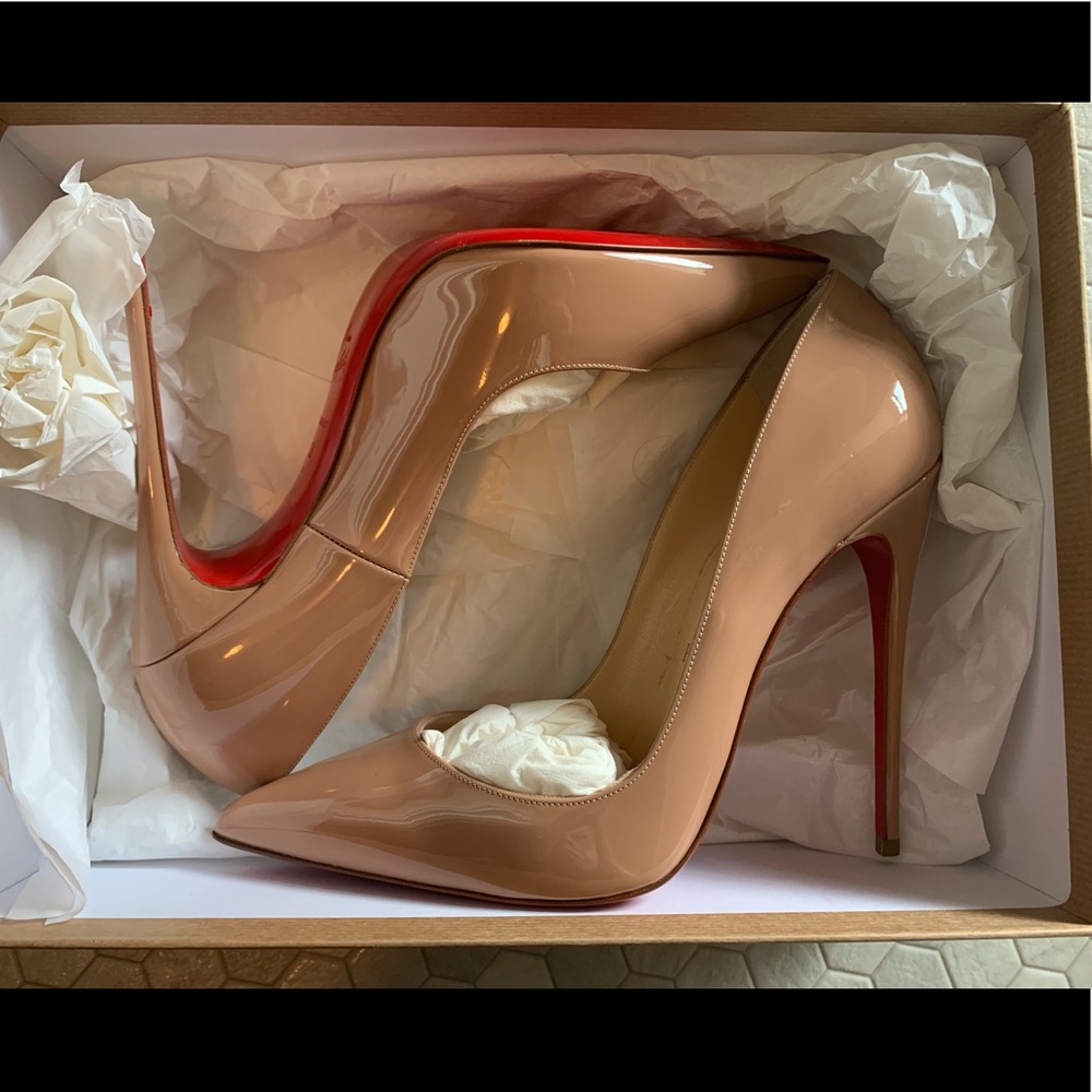 Christian Louboutin So Kate 120 Nude Patent Pumps